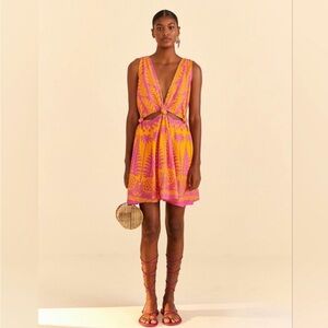 FARM Rio Orange and Purple Mini Dress